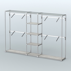 Торговая система ХРОМ без ДСП 3030 мм с полками ДСП и поручнями №8, Метрополитан Грей