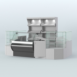 Пристенный небольшой павильон для торговли хлебом и выпечкой №1, Серый