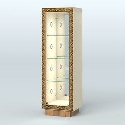 Низкая витрина с декором и диодной подсветкой НБА-3С, Крем Вайс + Орех