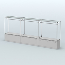 Островная торговая система ХРОМ 3600 мм с тумбами Т11 и поручнями №1, Серый