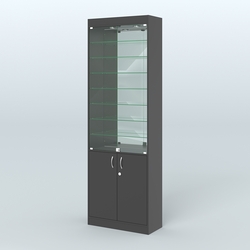 Витрина из ДСП с дверками и узкими полками для аптеки №6-300-3, Черный