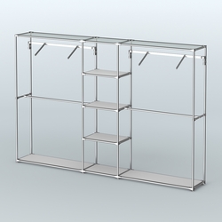 Торговая система ХРОМ без ДСП 3030 мм с полками ДСП и поручнями №12, Серый