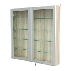 Витрина настенная №4-1А с узкими прозрачными полками серии Collecto, Дуб Сонома