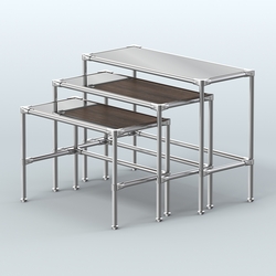 Комплект столов №1-5 с полками зеркало 4мм, Орех