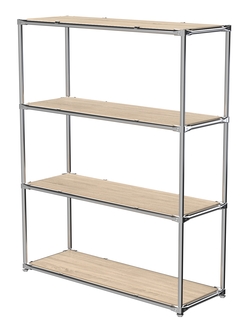 Торговый хромированный стеллаж с полками ДСП №7, Дуб Сонома