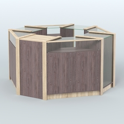 Торговый островок в стиле ЛОФТ с прозрачными фасадами №3 (4,72 кв.м), Ясень Анкор темный и Дуб Сонома