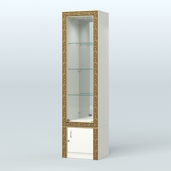 Витрина зеркальная с декором №ВБА-4, Белый