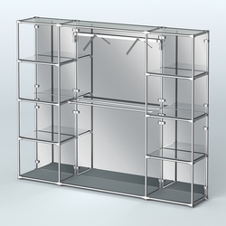 Торговая система ХРОМ (задняя стенка - зеркало) 3600 мм с зеркальными полками и поручнями №11, Темно-Серый