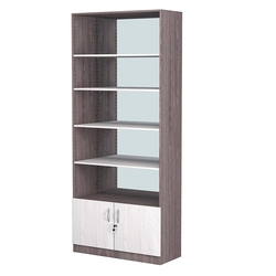 Стеллаж из ДСП с 4-мя полками 400x900 мм серии LEVEL-4 №14-2 (З/C - ЗЕРКАЛО), Ясень Анкор темный + Ясень Анкор светлый