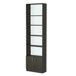 Стеллаж из ДСП с 4-мя полками 250x600 мм серии LEVEL-4 №4-1 (З/C - СТЕКЛО), Черный