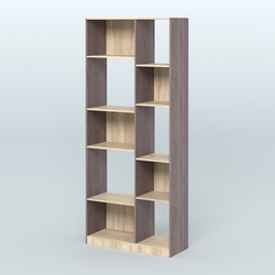 Стеллаж из ДСП серии ЛОФТ №9-1, Ясень Анкор темный и Дуб Сонома