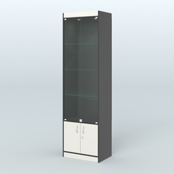 Витрина из ДСП с дверками для аптеки №2-400-1, Черный + Белый