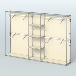Торговая система ХРОМ (задняя стенка - ДСП) 3030 мм с полками ДСП и поручнями №8, Крем Вайс