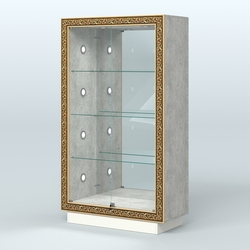 Низкая выставочная витрина с декором НБА-7С, Метрополитан Грей + Белый