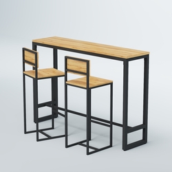 Комплект барный стол "Кофе-брейк" №10 и стулья, Дуб Золотистый