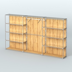 Торговая система ХРОМ (задняя стенка - ДСП) 3600 мм с зеркальными полками и поручнями №9, Дуб Золотистый