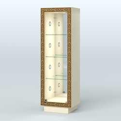 Низкая витрина с декором и диодной подсветкой НБА-3С, Крем Вайс