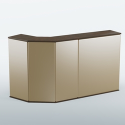 Ресепшен Г-образный БАРХАТ СЕРЫЙ ПЕРЛАМУТР №1 (ровная поверхность), Дуб Венге + Экокожа золотистая