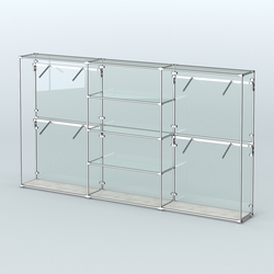 Торговая система ХРОМ (задняя стенка - стекло) 3600 мм с прозрачными полками и поручнями №5, Метрополитан Грей