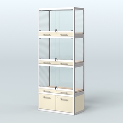 Витрина средняя для продажи средних млекопитающих в зоомагазин серии КУНЬИ-03, Крем Вайс