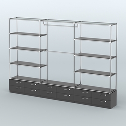 Торговая система ХРОМ без ДСП 3600 мм с тумбами Т14, полками ДСП и поручнями №1, Черный