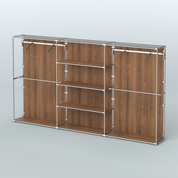 Торговая система ХРОМ (задняя стенка - ДСП) 3600 мм с полками ДСП и поручнями №10, Орех