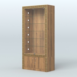 Витрина отдельно-стоящая с декором №ВБА-501С, Орех