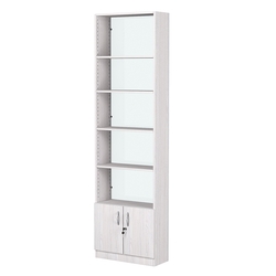 Стеллаж из ДСП с 4-мя полками 250x600 мм серии LEVEL-4 №4-1 (З/C - СТЕКЛО), Ясень Анкор светлый