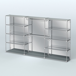 Торговая система ХРОМ (задняя стенка - зеркало) 3600 мм с зеркальными полками и поручнями №1, Темно-Серый