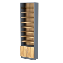 Стеллаж из ДСП с 8-ю полками 300x600 мм серии LEVEL-8 №5 (З/C - ДВП), Темно-серый и Дуб Золотистый