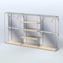 Торговая система ХРОМ (задняя стенка - зеркало) 3600 мм с полками ДСП и поручнями №5, Дуб Сонома