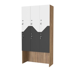 Шкаф для раздевалок СТАНДАРТ-Элегия №3-3Б, Дуб канзас коричневый + Черный + Белый