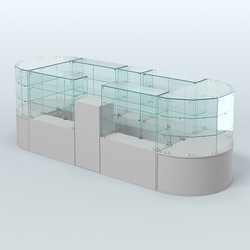 Круглый стеклянный островок-павильон серии КОЛЬЦО вытянутый №3, Серый