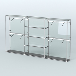 Торговая система ХРОМ (задняя стенка - стекло) 3600 мм с зеркальными полками и поручнями №5, Черный