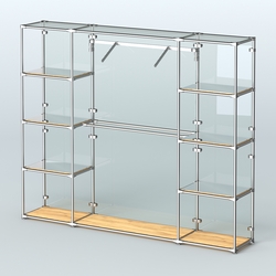 Торговая система ХРОМ (задняя стенка - стекло) 3600 мм с зеркальными полками и поручнями №11, Дуб Золотистый