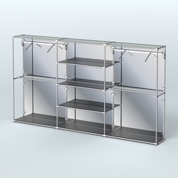 Торговая система ХРОМ (задняя стенка - зеркало) 3600 мм с полками ДСП и поручнями №10, Черный