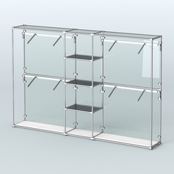 Торговая система ХРОМ (задняя стенка - стекло) 3030 мм с тонированными полками и поручнями №8, Ясень Анкор светлый