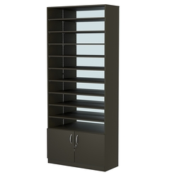 Стеллаж из ДСП с 9-ю полками 350x900 мм серии LEVEL-9 №13-2 (З/C - ЗЕРКАЛО), Черный
