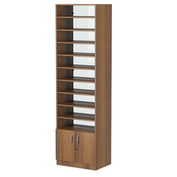 Стеллаж из ДСП с 9-ю полками 400x600 мм серии LEVEL-9 №7-1 (З/C - СТЕКЛО), Орех