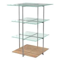 Торговый стенд Экспозиция с полками №1 (с тремя стеклянными полками 6 мм), Дуб Канзас коричневый