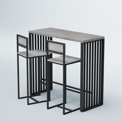 Комплект барный стол "Кофе-брейк" №7 и стулья, Бетон Чикаго светло-серый F186 ST9