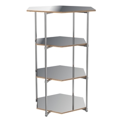 Торговый стенд ЗВЕЗДА с тремя шестигранными зеркальными полками №4, Дуб Канзас коричневый