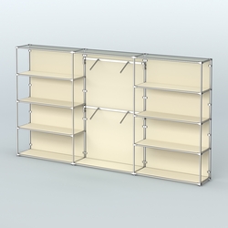 Торговая система ХРОМ (задняя стенка - ДСП) 3600 мм с полками ДСП и поручнями №6, Крем Вайс