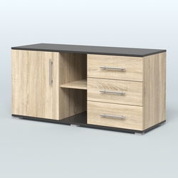 Тумба сервисная Фламинго, цвет антрацит + акация, Дуб Сонома + Черный