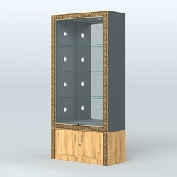 Витрина выставочная с декором №ВБА-3С, Темно-Серый  + Дуб Золотистый