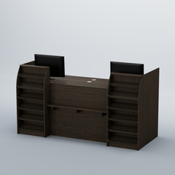 Ресепшен Атлант с фасадными наклонными полочками №3, Дуб Венге