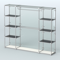 Торговая система ХРОМ (задняя стенка - стекло) 2430 мм с тонированными полками и поручнями №3, Белый