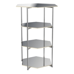 Торговый стенд ЗВЕЗДА с тремя шестигранными зеркальными полками №4, Крем Вайс