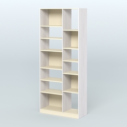 Стеллаж из ДСП серии ЛОФТ №9-2 с полками ДСП, Ясень Анкор светлый и Крем Вайс