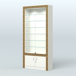 Витрина с декором и стеклянными дверками №ВБА-31С, Белый